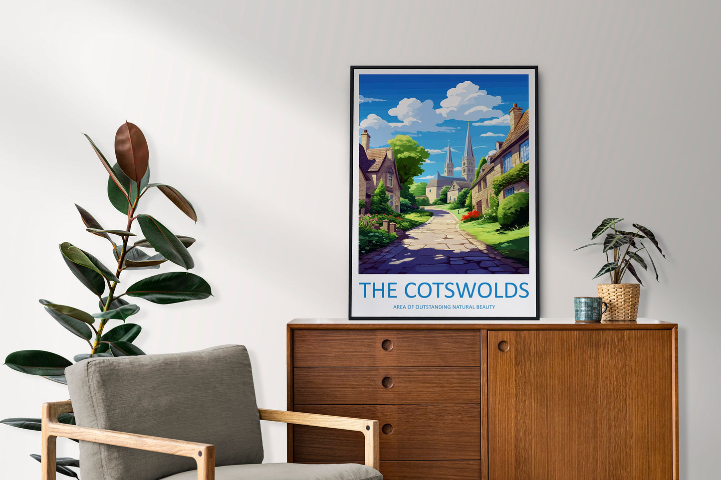 Cotswolds Travel Print Wall Art Cotswolds Wall Hanging Home Decor Cotswolds Gift Art Lovers Wall Art AONB Print