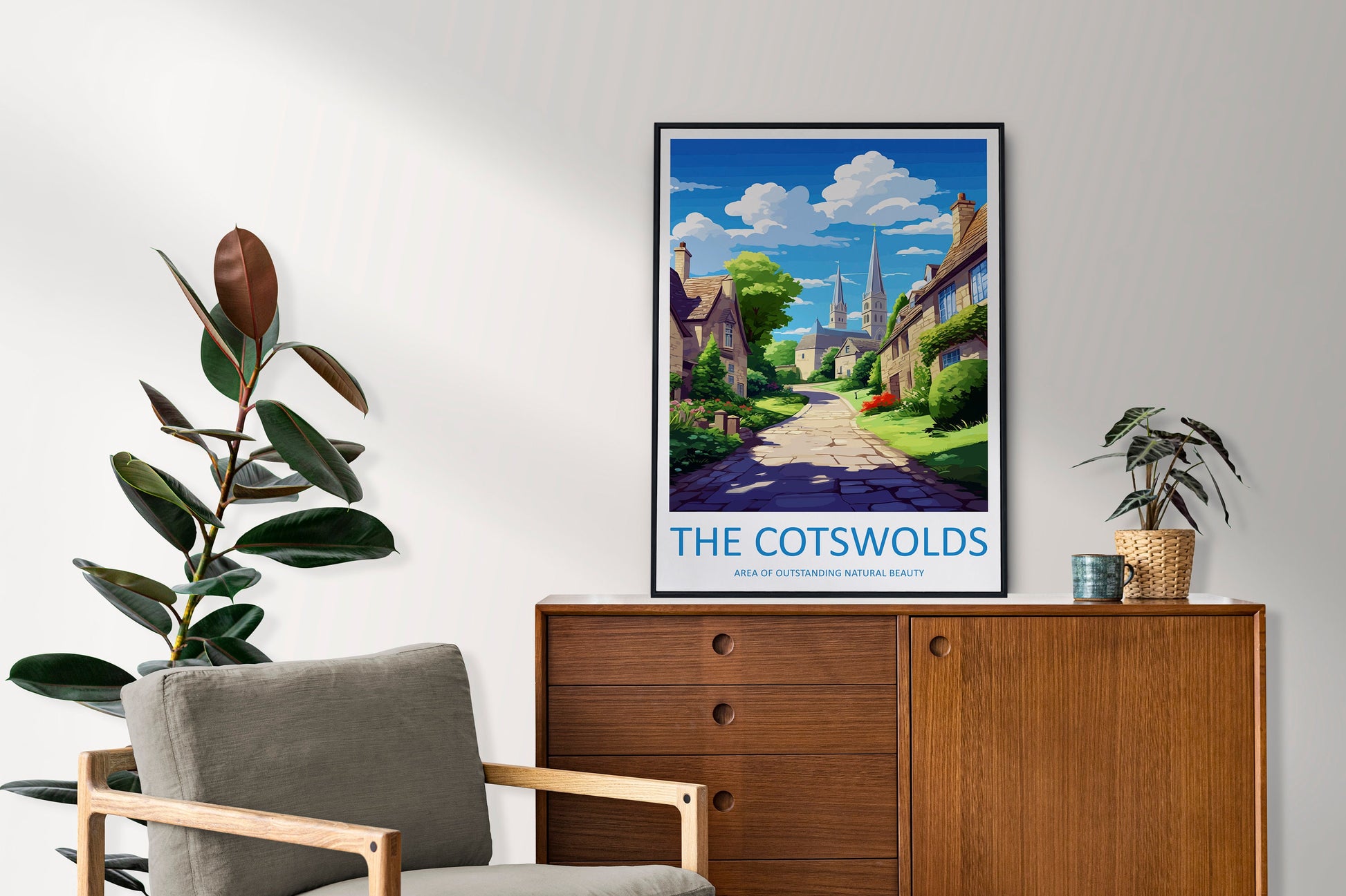 Cotswolds Travel Print Wall Art Cotswolds Wall Hanging Home Decor Cotswolds Gift Art Lovers Wall Art AONB Print