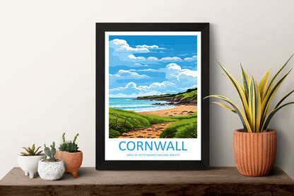 Cornwall Travel Print Wall Art Cornwall Wall Hanging Home Decor Cornwall Gift Art Lovers Wall Art AONB Print