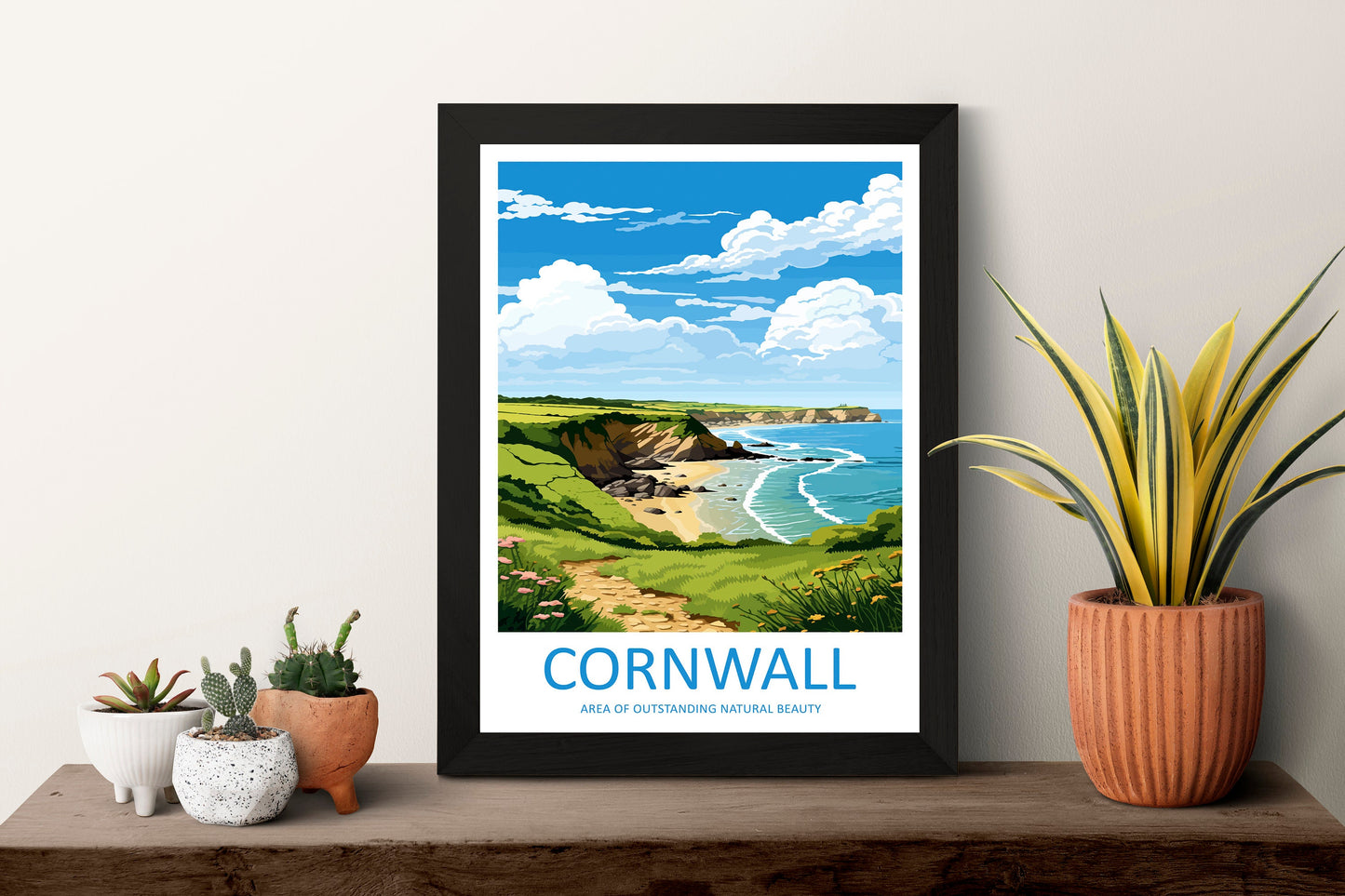 Cornwall Travel Print Wall Art Cornwall Wall Hanging Home Decor Cornwall Gift Art Lovers Wall Art AONB Print