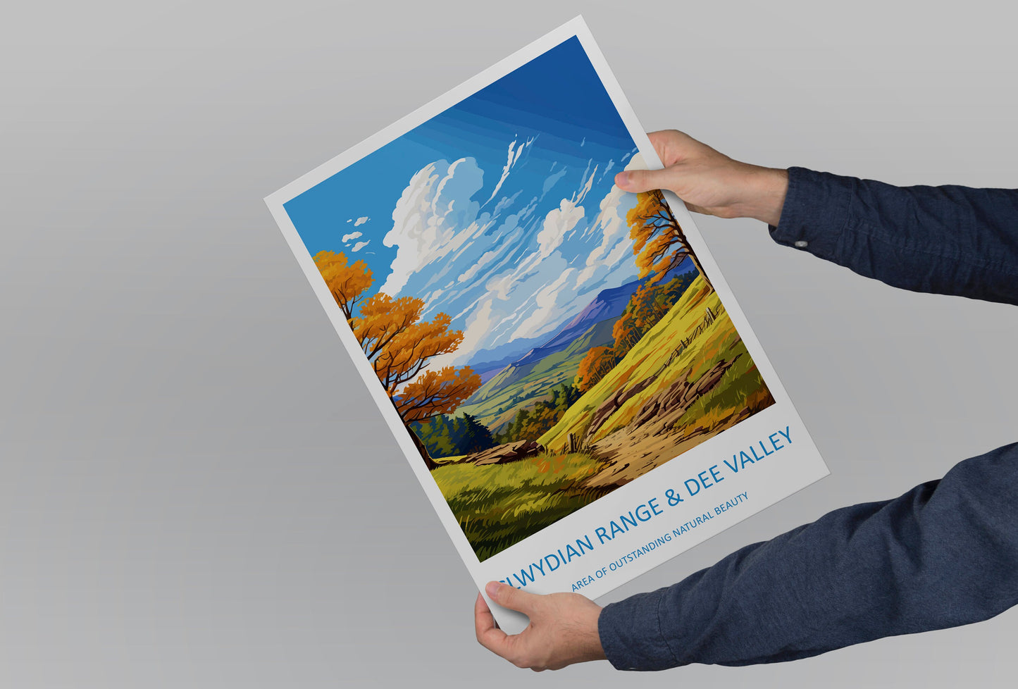 Clwydian Range and Dee Valley Travel Print Wall Art Clwydian Range and Dee Valley Wall Hanging Home Decor Clwydian Range and Dee Valley AONB