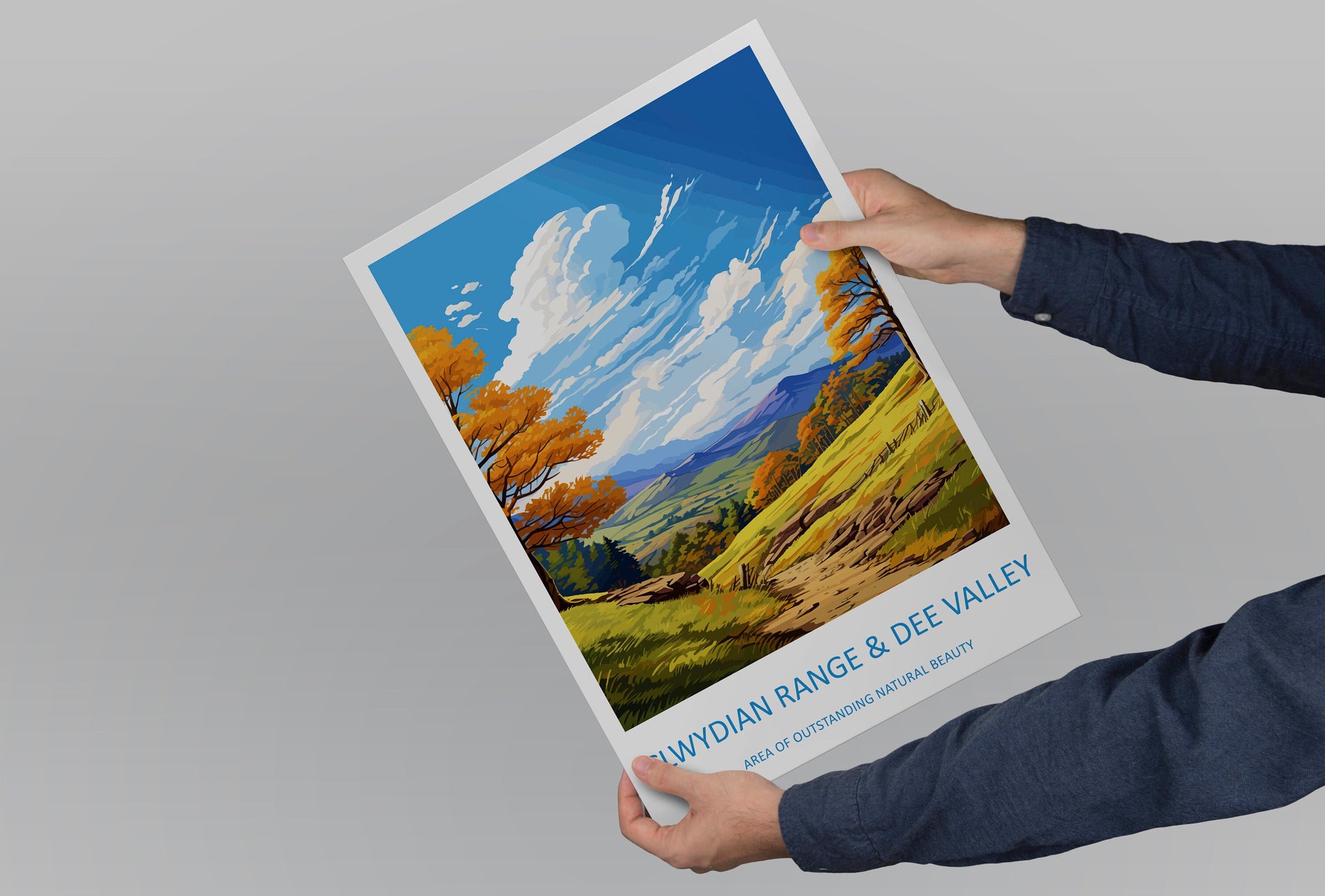 Clwydian Range and Dee Valley Travel Print Wall Art Clwydian Range and Dee Valley Wall Hanging Home Decor Clwydian Range and Dee Valley AONB