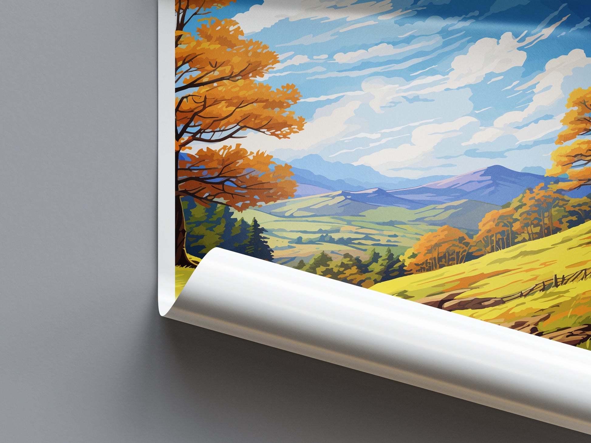 Clwydian Range and Dee Valley Travel Print Wall Art Clwydian Range and Dee Valley Wall Hanging Home Decor Clwydian Range and Dee Valley AONB