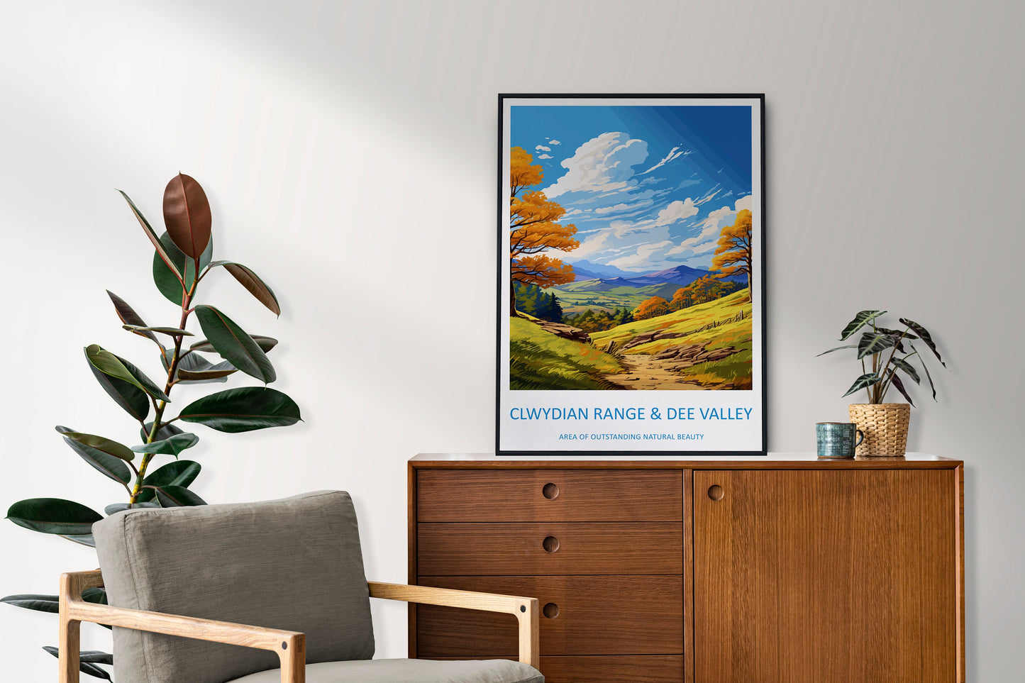 Clwydian Range and Dee Valley Travel Print Wall Art Clwydian Range and Dee Valley Wall Hanging Home Decor Clwydian Range and Dee Valley AONB