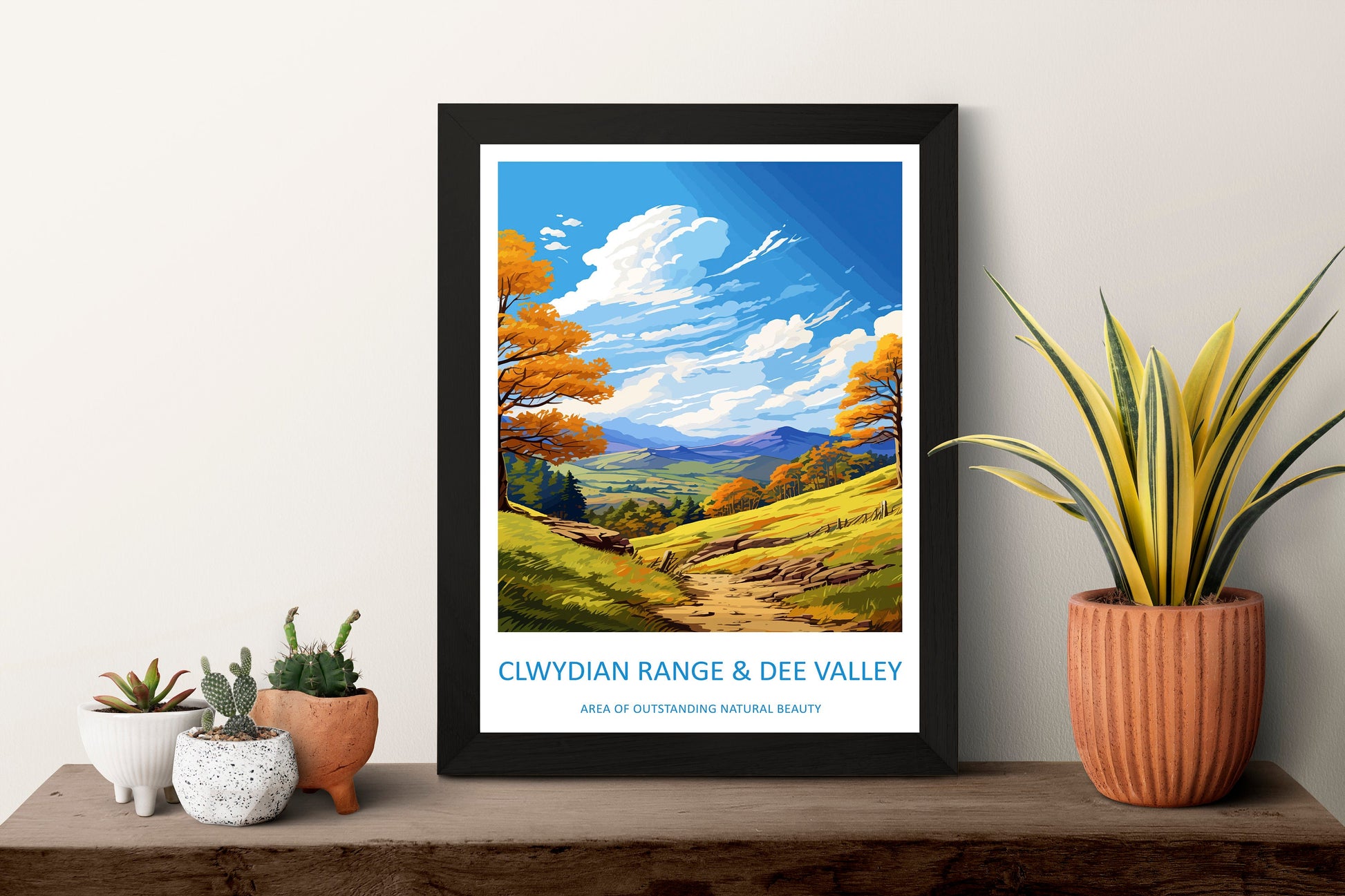 Clwydian Range and Dee Valley Travel Print Wall Art Clwydian Range and Dee Valley Wall Hanging Home Decor Clwydian Range and Dee Valley AONB