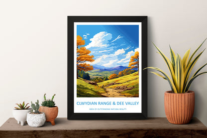 Clwydian Range and Dee Valley Travel Print Wall Art Clwydian Range and Dee Valley Wall Hanging Home Decor Clwydian Range and Dee Valley AONB