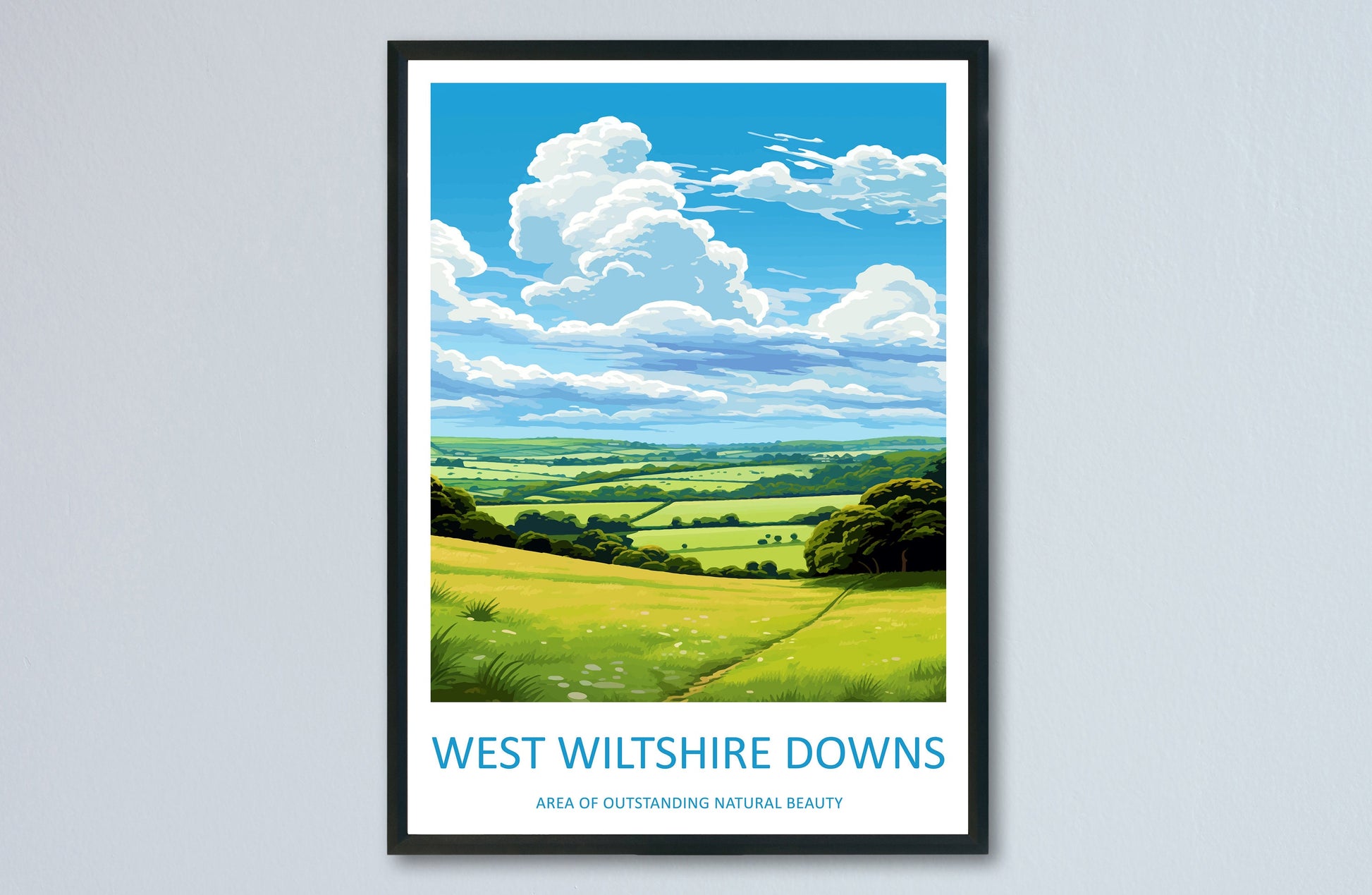 West Wiltshire Downs Travel Print Wall Art West Wiltshire Downs Wall Hanging Home Decor West Wiltshire Downs Gift Art Lovers Wall Art AONB