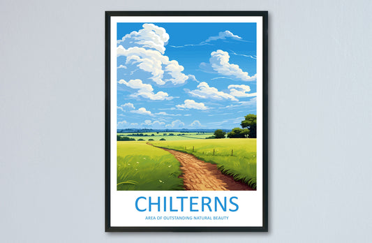 Chilterns Travel Print Wall Art Chilterns Wall Hanging Home Decor Chilterns Gift Art Lovers Wall Art AONB Print