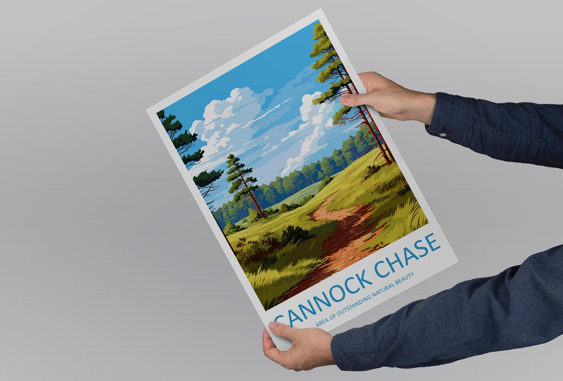 Cannock Chase Travel Print Wall Art Cannock Chase Wall Hanging Home Decor Cannock Chase Gift Art Lovers Wall Art AONB Print