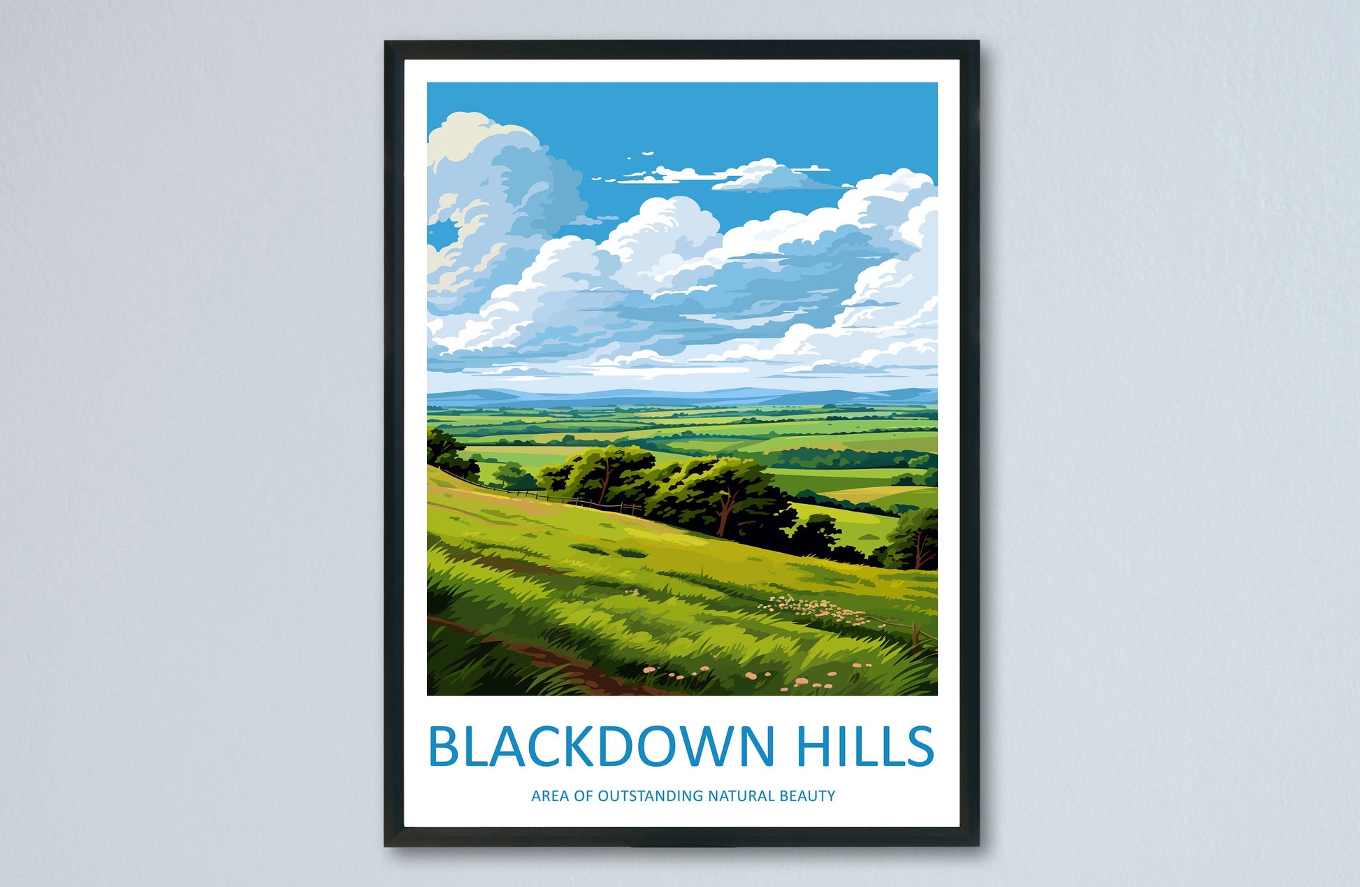 Blackdown Hills Travel Print Wall Art Blackdown Hills Wall Hanging Home Decor Blackdown Hills Gift Art Lovers Wall Art AONB Print