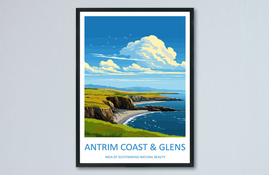 Antrim Coast and Glens Travel Print Wall Art Antrim Coast and Glens Wall Hanging Home Decor Antrim Coast and Glens Gift Art Lovers AONB