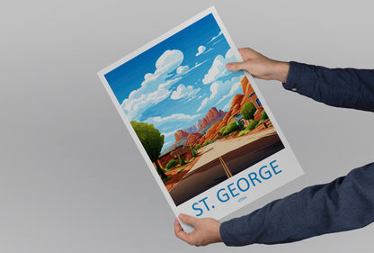 St George Travel Print Wall Art St George Wall Hanging Home Décor St George Gift Art Lovers Utah Art Lover Gift Travel Posters Wall Art