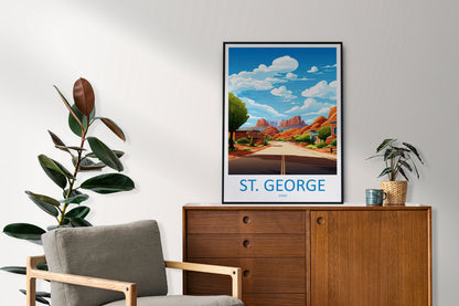 St George Travel Print Wall Art St George Wall Hanging Home Décor St George Gift Art Lovers Utah Art Lover Gift Travel Posters Wall Art