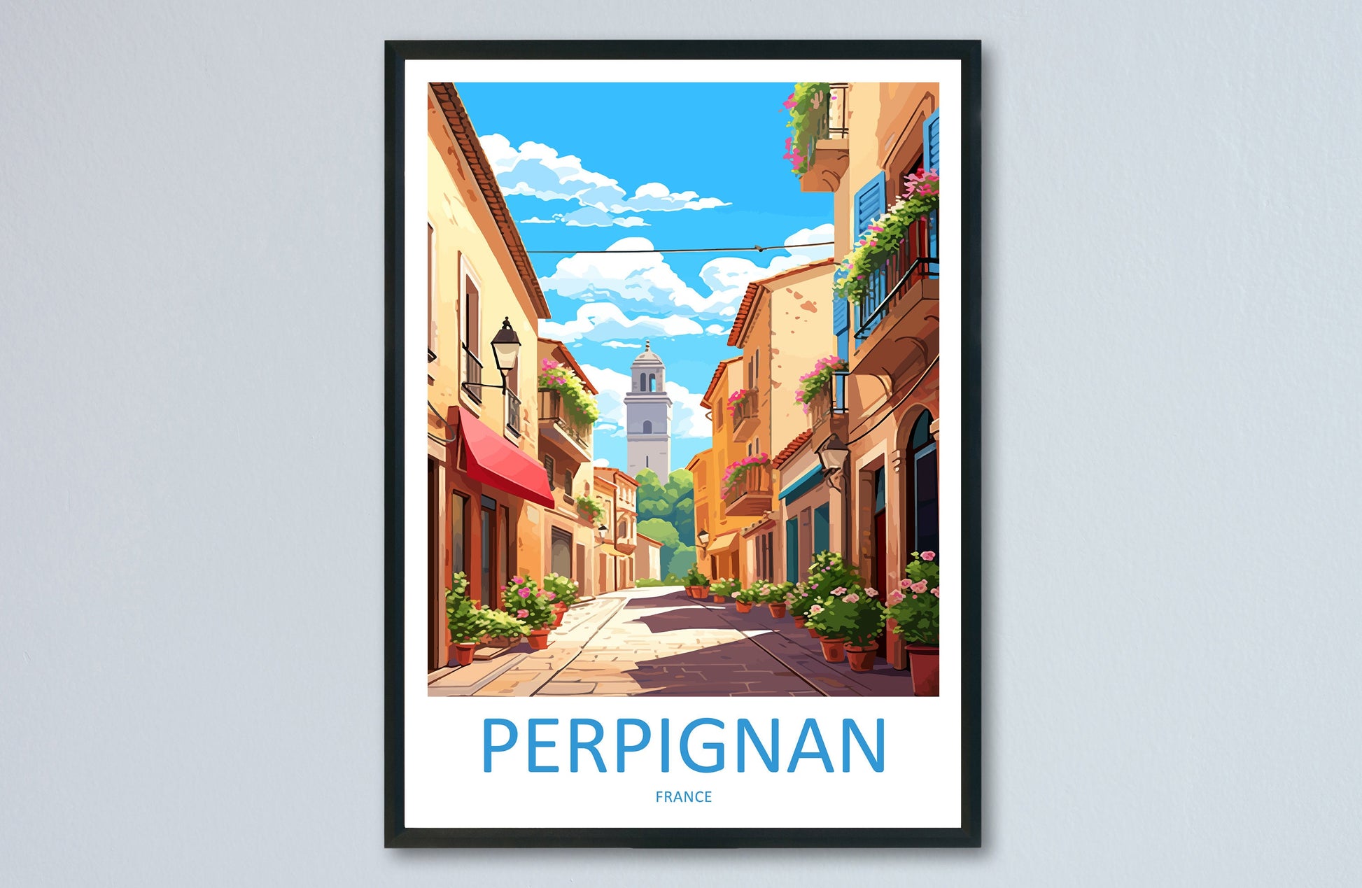 Perpignan Travel Print Wall Art Perpignan Wall Hanging Home Décor Perpignan Gift Art Lovers France Art Lover Gift Perpignan Print
