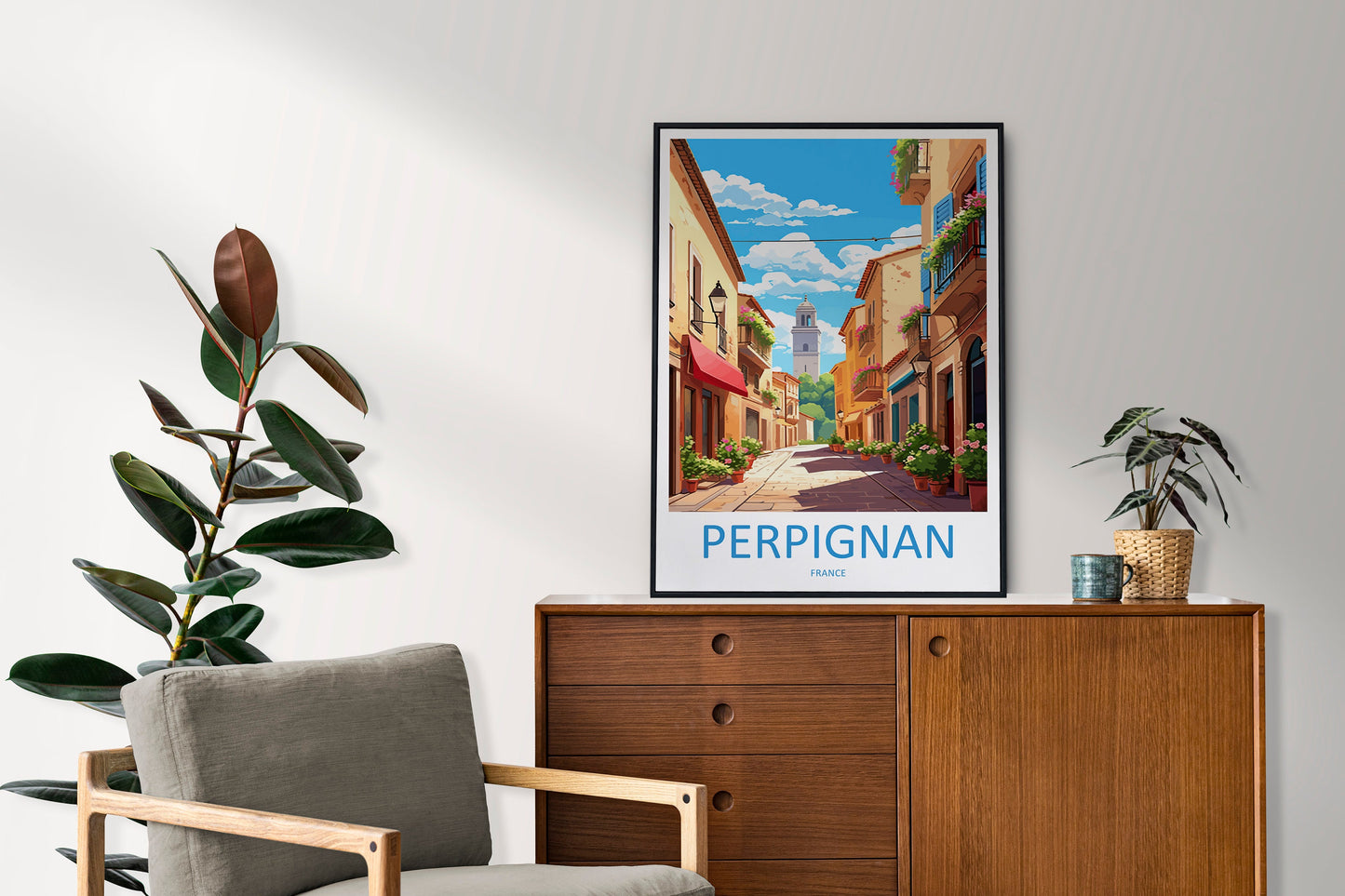 Perpignan Travel Print Wall Art Perpignan Wall Hanging Home Décor Perpignan Gift Art Lovers France Art Lover Gift Perpignan Print