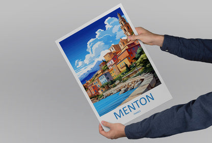 Menton Travel Print Wall Art Menton Wall Hanging Home Décor Menton Gift Art Lovers France Art Lover Gift Menton Print