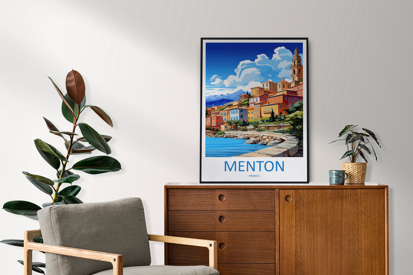 Menton Travel Print Wall Art Menton Wall Hanging Home Décor Menton Gift Art Lovers France Art Lover Gift Menton Print