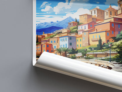 Menton Travel Print Wall Art Menton Wall Hanging Home Décor Menton Gift Art Lovers France Art Lover Gift Menton Print