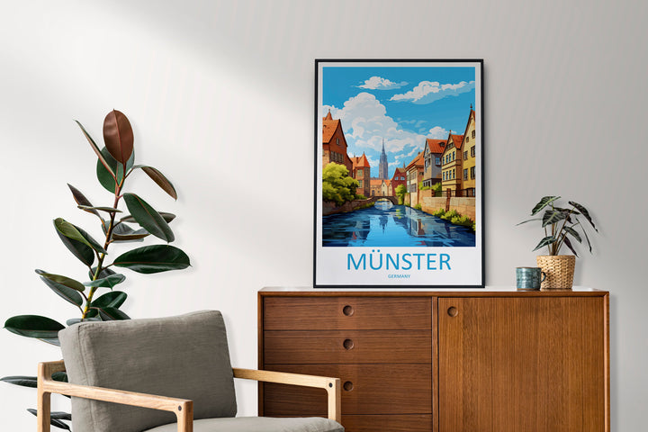 Münster Travel Print Wall Art Münster Wall Hanging Home Decoration Münster Gift Art Lovers Wall Art Print Art Münster Germany Poster