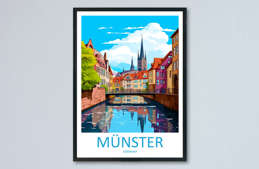 Münster Travel Print Wall Art Münster Wall Hanging Home Decoration Münster Gift Art Lovers Wall Art Print Art Münster Germany Poster