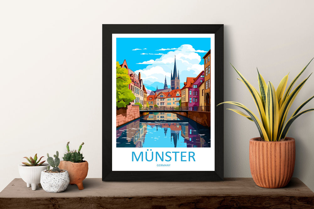 Münster Travel Print Wall Art Münster Wall Hanging Home Decoration Münster Gift Art Lovers Wall Art Print Art Münster Germany Poster
