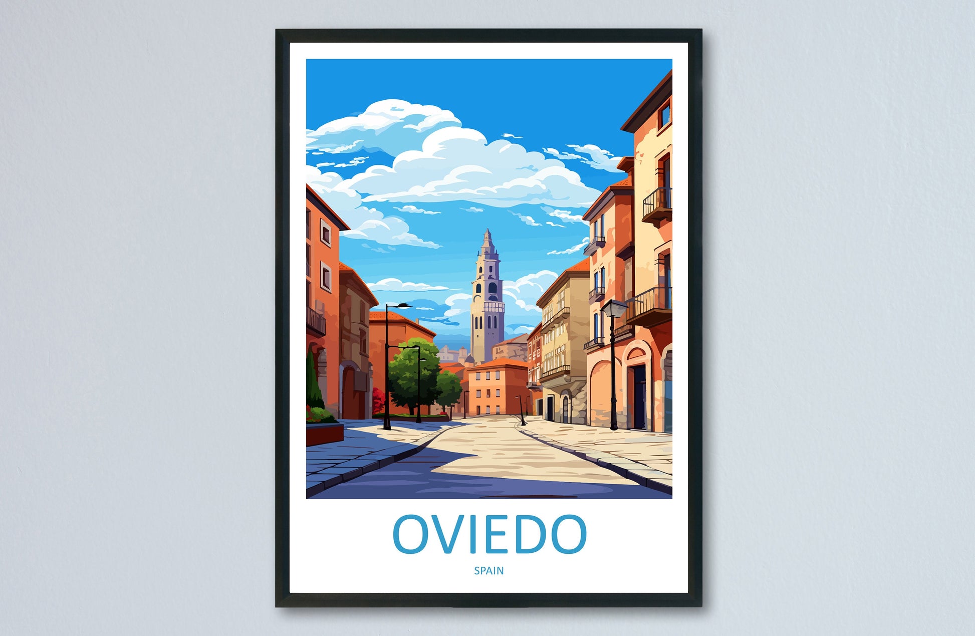 Oviedo Travel Print Wall Art Oviedo Wall Hanging Home Décor Oviedo Gift Art Lovers Spain Art Lover Gift Oviedo Spain Poster Art