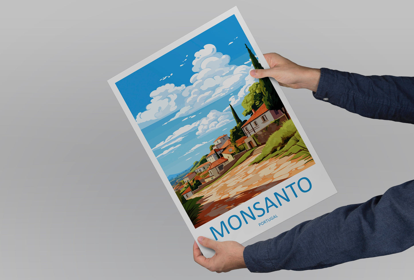 Monsanto Travel Print Wall Art Monsanto Wall Hanging Home Décor Monsanto Gift Art Lovers Portugal Art Lover Gift Monsanto Wall Décor