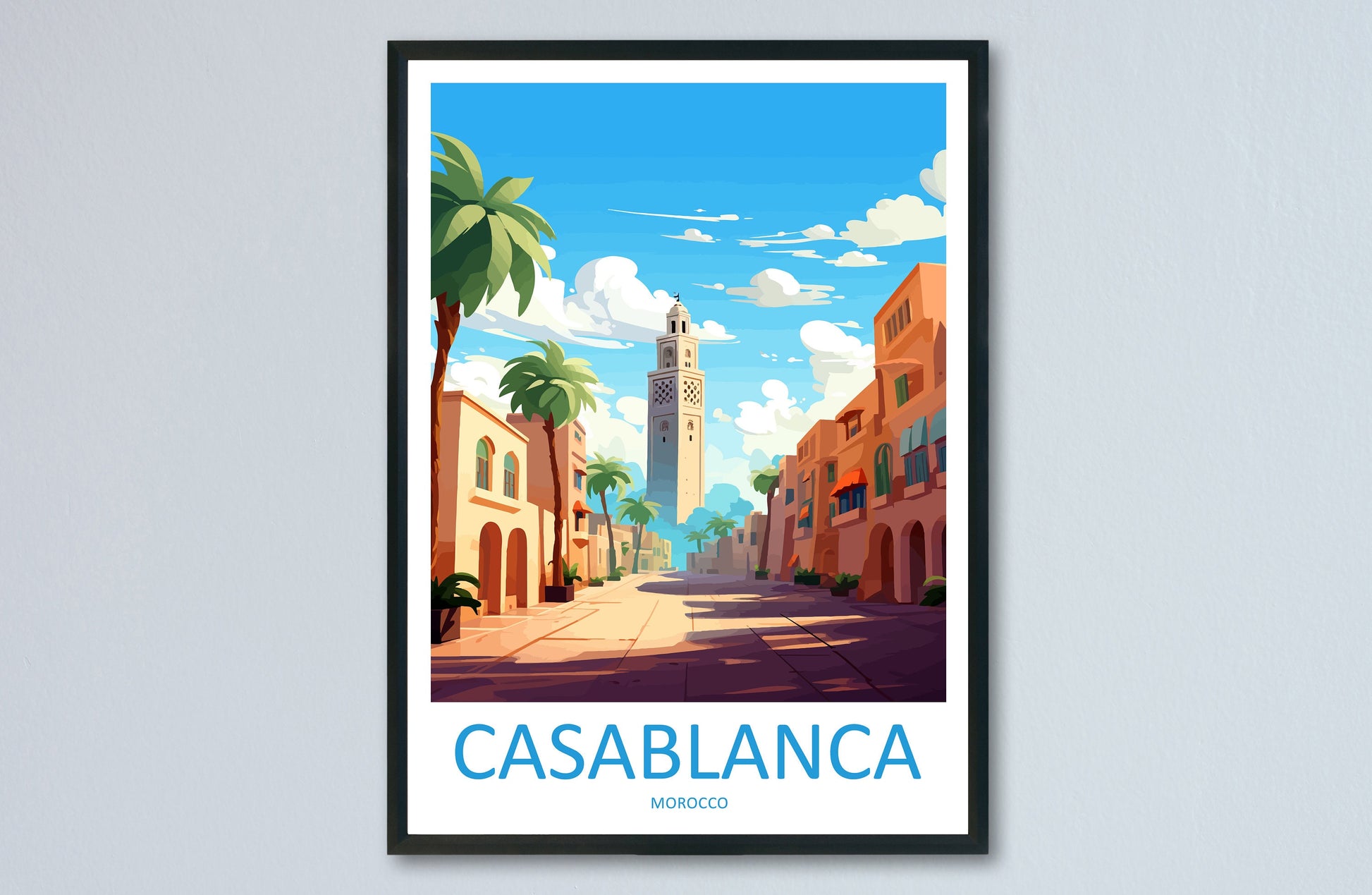 Casablanca Travel Print Wall Art Casablanca Wall Hanging Home Décor Casablanca Gift Art Lovers Morocco Art Lover Gift Wall Art Morocco Art