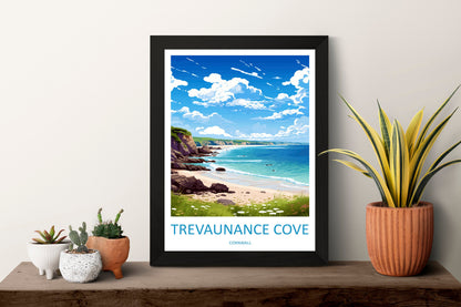 Trevaunance Cove Travel Print Wall Art Trevaunance Cove Wall Hanging Home Décor Trevaunance Cove Gift Art Lovers Cornwall Art Lover Gift