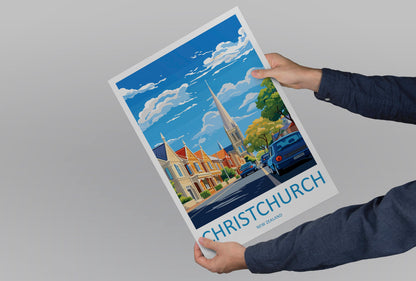Christchurch Travel Print Wall Art Christchurch Wall Hanging Home Décor Christchurch Gift Art Lovers New Zealand Art Lover Gift