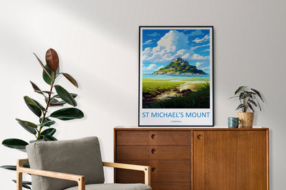 St Michaels Mount Travel Print Wall Art St Michaels Mount Wall Hanging Home Décor St Michaels Mount Gift Art Lovers Cornwall Art Lover Gift