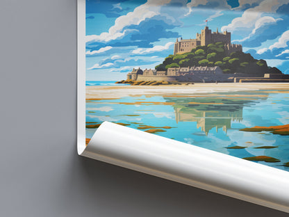 St Michaels Mount Travel Print Wall Art St Michaels Mount Wall Hanging Home Décor St Michaels Mount Gift Art Lovers Cornwall Art Lover Gift