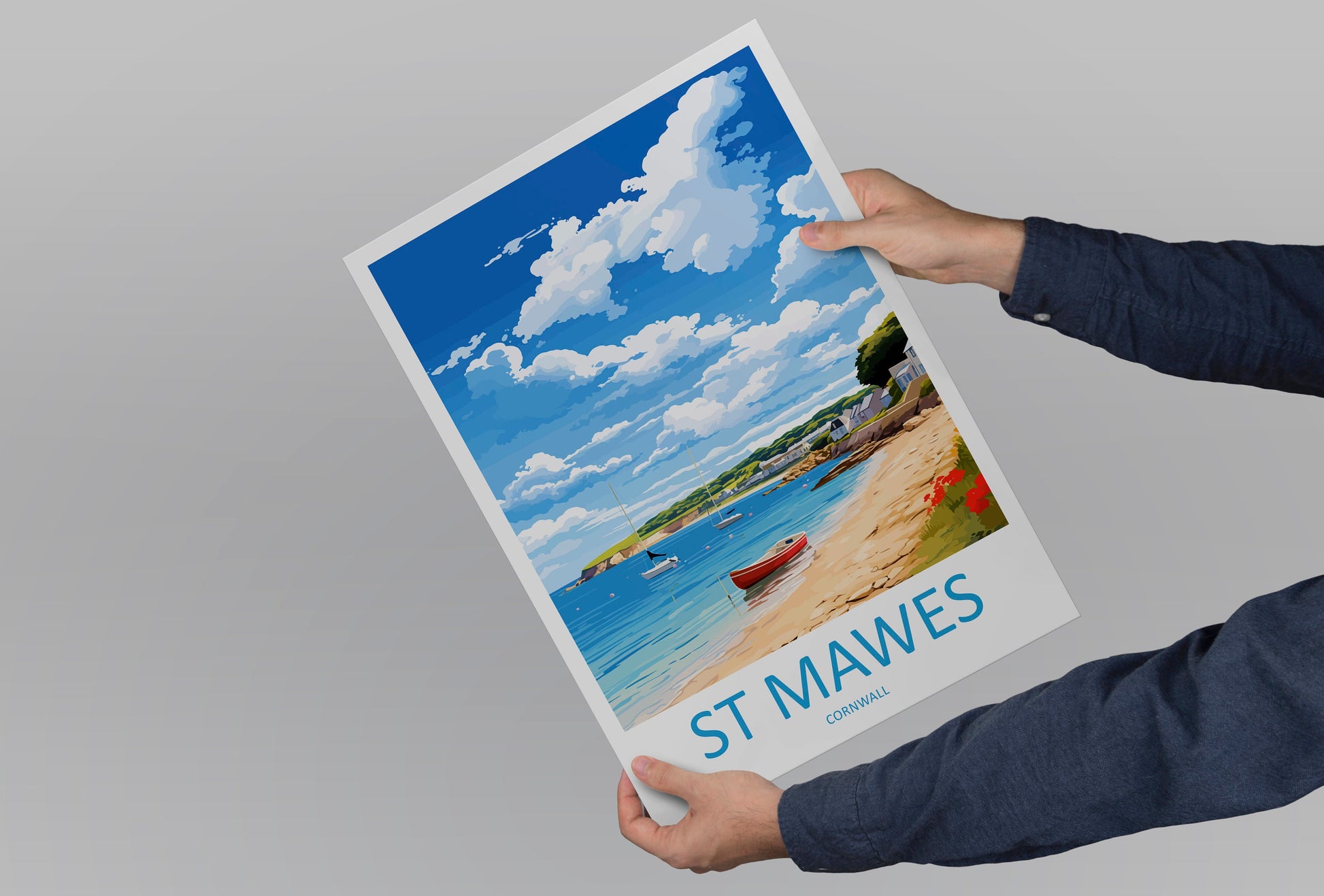 St Mawes Travel Print Wall Art St Michaels Mount Wall Hanging Home Décor St Michaels Mount Gift Art Lovers Cornwall Art Lover Gift