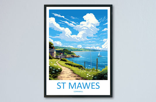 St Mawes Travel Print Wall Art St Michaels Mount Wall Hanging Home Décor St Michaels Mount Gift Art Lovers Cornwall Art Lover Gift