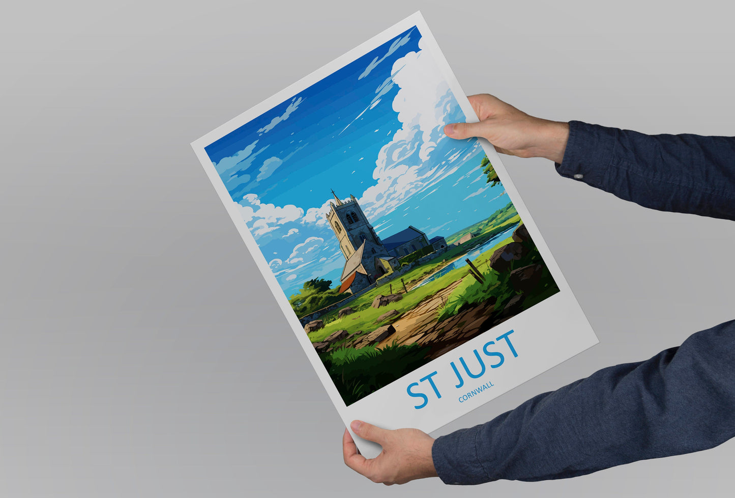 St Just Travel Print Wall Art St Just Wall Hanging Home Décor St Just Gift Art Lovers Cornwall Art Lover Gift