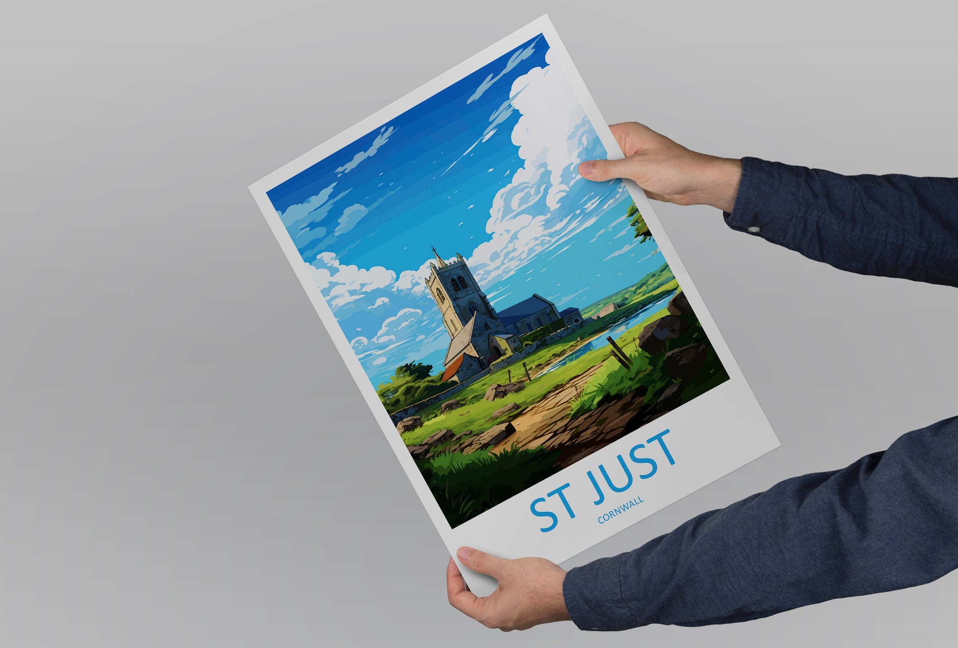 St Just Travel Print Wall Art St Just Wall Hanging Home Décor St Just Gift Art Lovers Cornwall Art Lover Gift