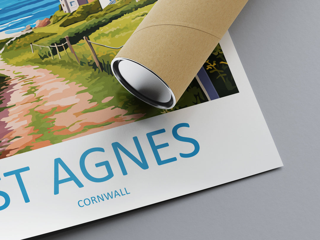 St Agnes Travel Print Wall Art St Agnes Wall Hanging Home Décor St Agnes Gift Art Lovers Cornwall Art Lover Gift