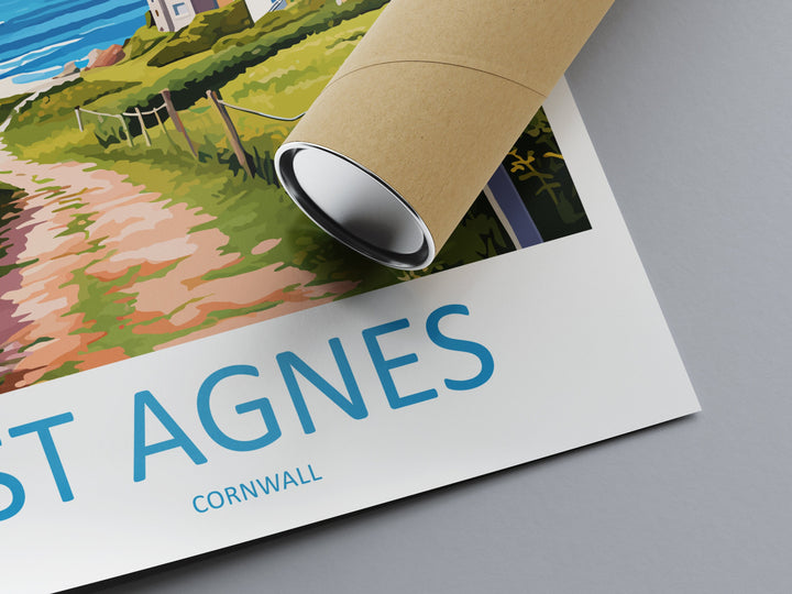 St Agnes Travel Print Wall Art St Agnes Wall Hanging Home Décor St Agnes Gift Art Lovers Cornwall Art Lover Gift