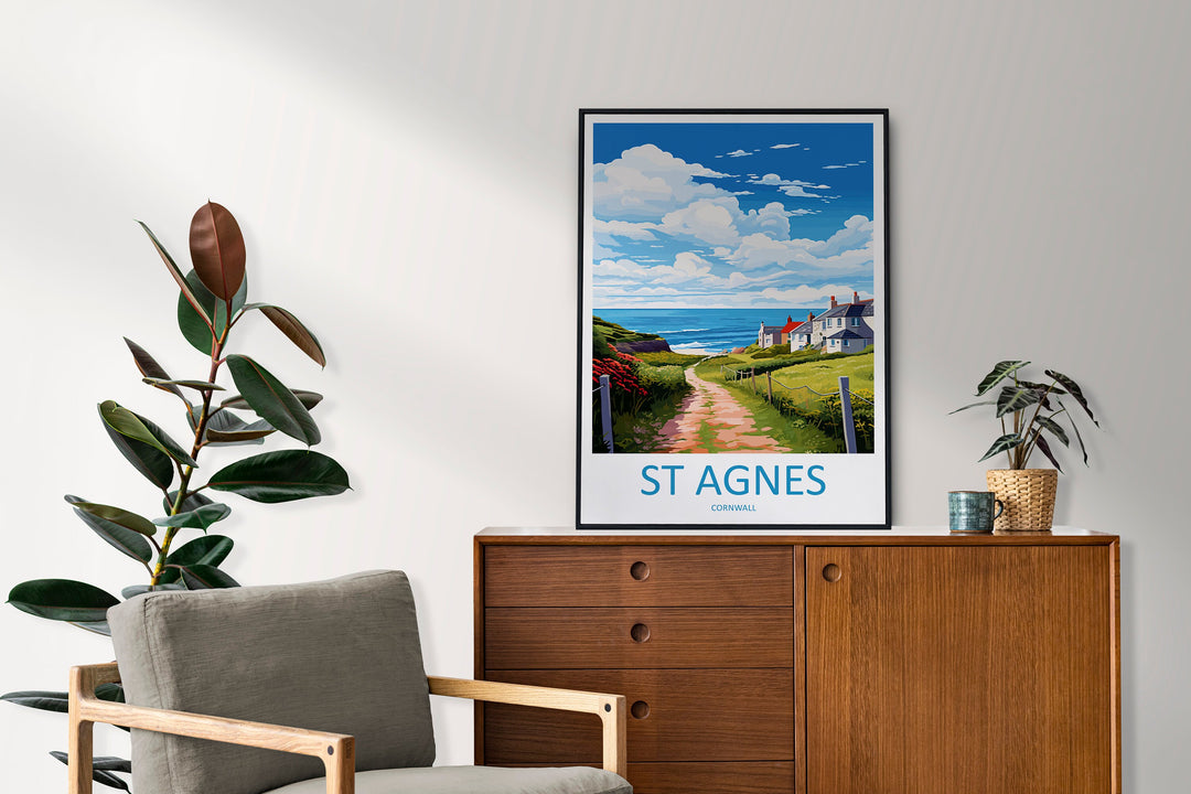 St Agnes Travel Print Wall Art St Agnes Wall Hanging Home Décor St Agnes Gift Art Lovers Cornwall Art Lover Gift