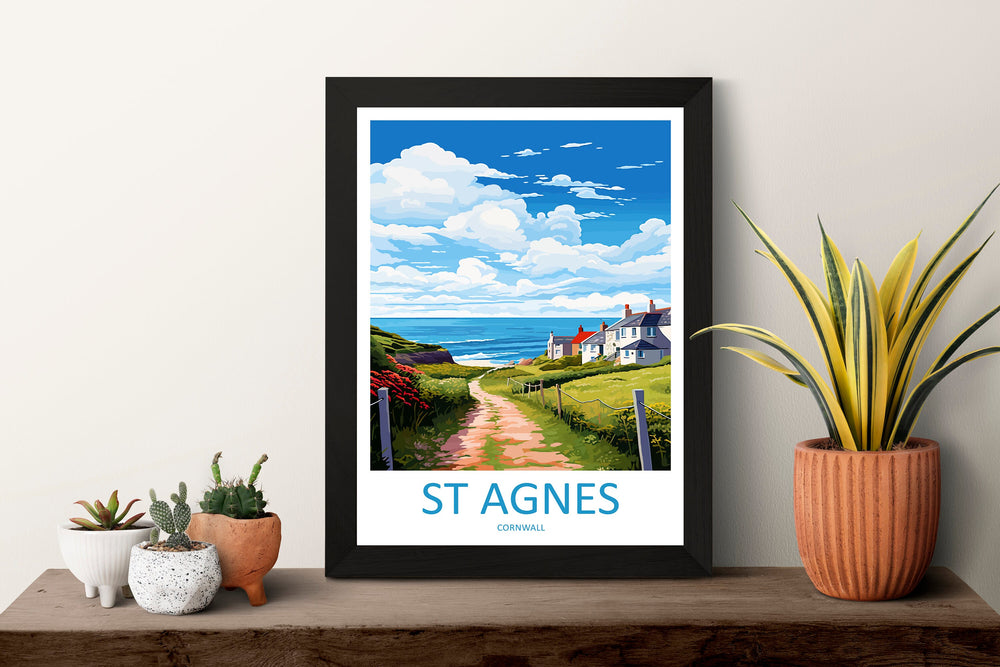 St Agnes Travel Print Wall Art St Agnes Wall Hanging Home Décor St Agnes Gift Art Lovers Cornwall Art Lover Gift