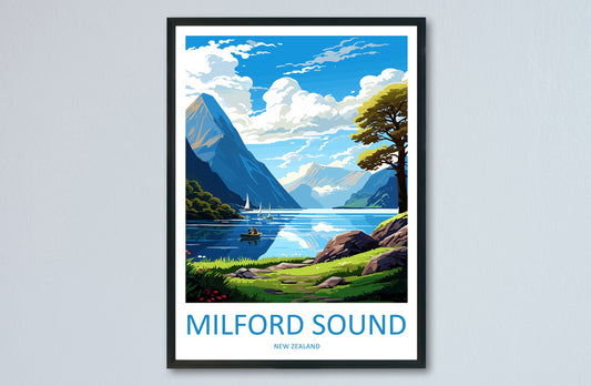 Milford Sound Travel Print Wall Art Milford Sound Wall Hanging Home Décor Milford Sound Gift Art Lovers New Zealand Art Lover Gift