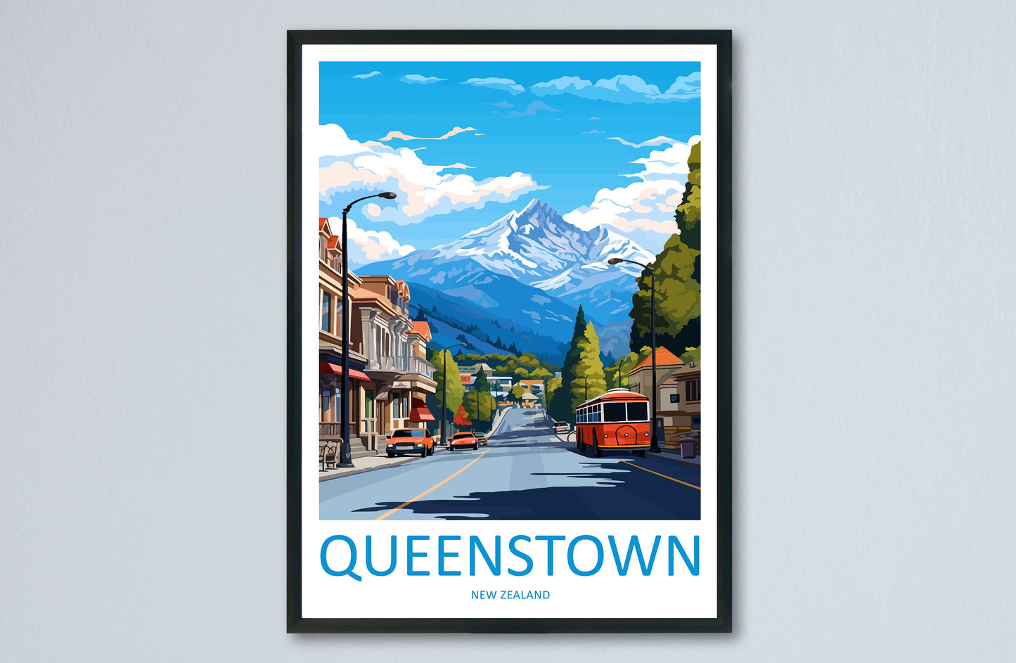 Queenstown Travel Print Wall Art Queenstown Wall Hanging Home Décor Queenstown Gift Art Lovers New Zealand Art Lover Gift Queenstown Art