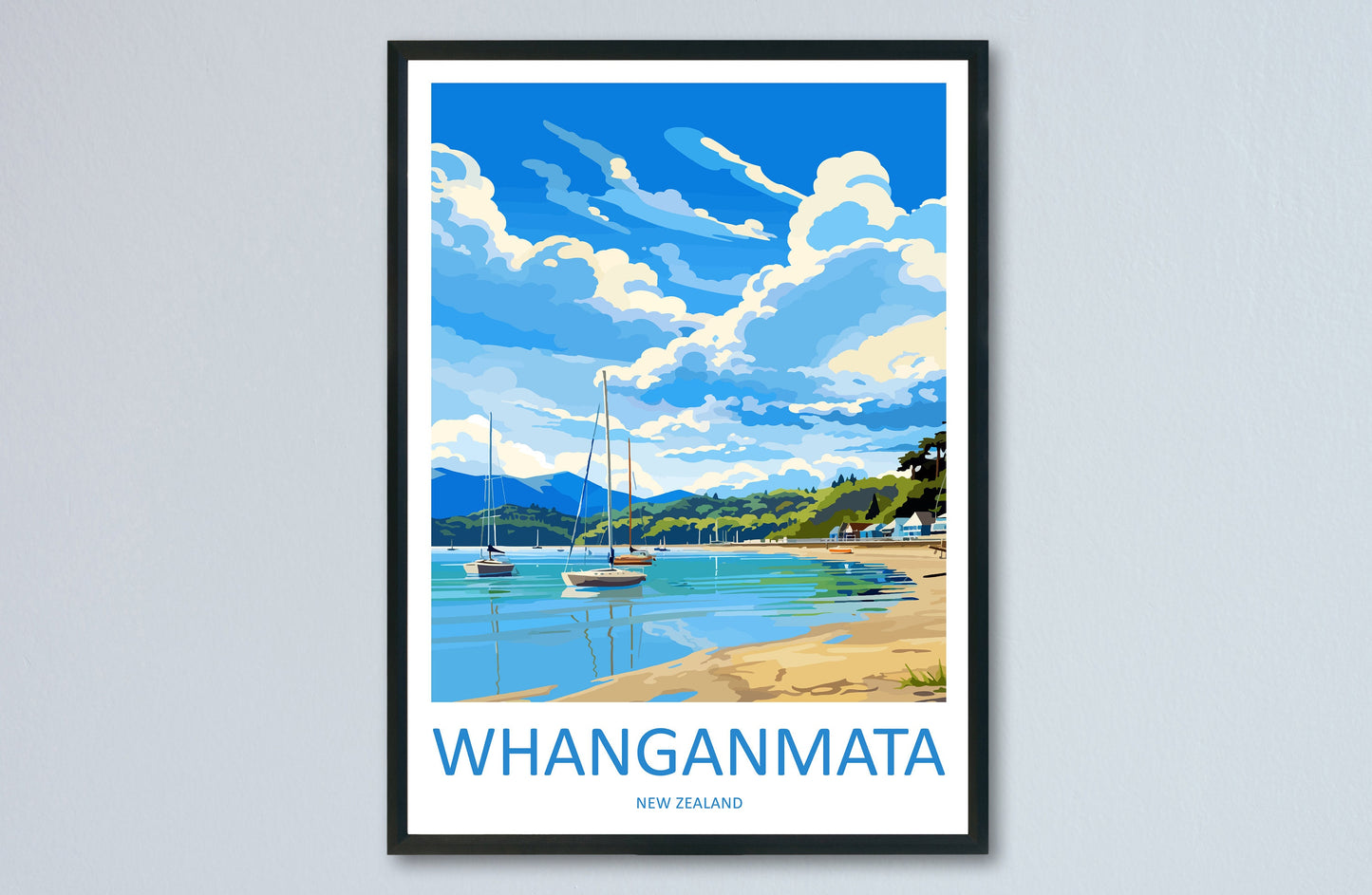 Whanganmata Travel Print Wall Art Whanganmatad Wall Hanging Home Décor Whanganmata Gift Art Lovers New Zealand Art Lover Gift Whanganmata
