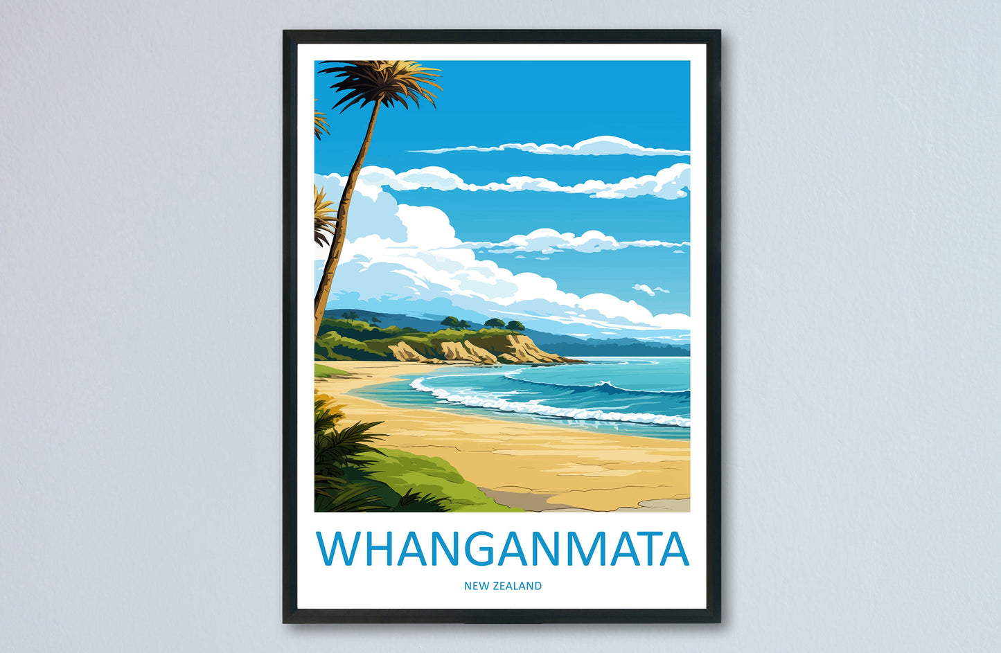 Whanganmata Travel Print Wall Art Whanganmatad Wall Hanging Home Décor Whanganmata Gift Art Lovers New Zealand Art Lover Gift Whanganmata