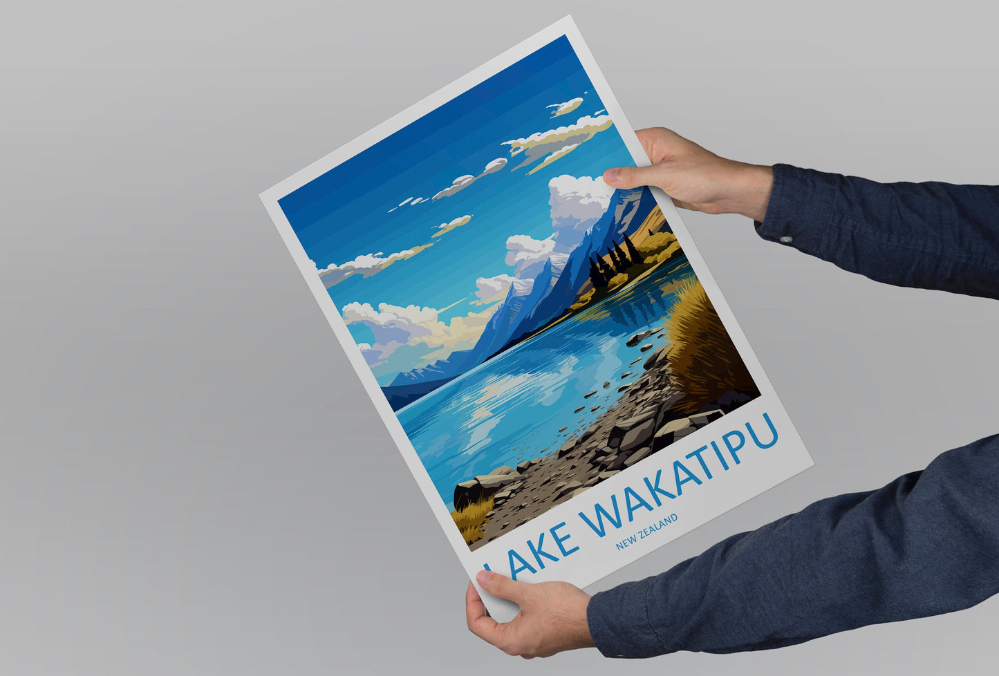 Lake Wakatipu Travel Print Wall Art Lake Wakatipu Wall Hanging Home Décor Lake Wakatipu Gift Art Lovers New Zealand Art Lover Gift