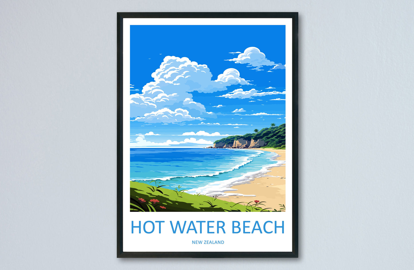 Hot Water Beach Travel Print Wall Art Hot Water Beach Wall Hanging Home Décor Hot Water Beach Gift Art Lovers New Zealand Travel Poster