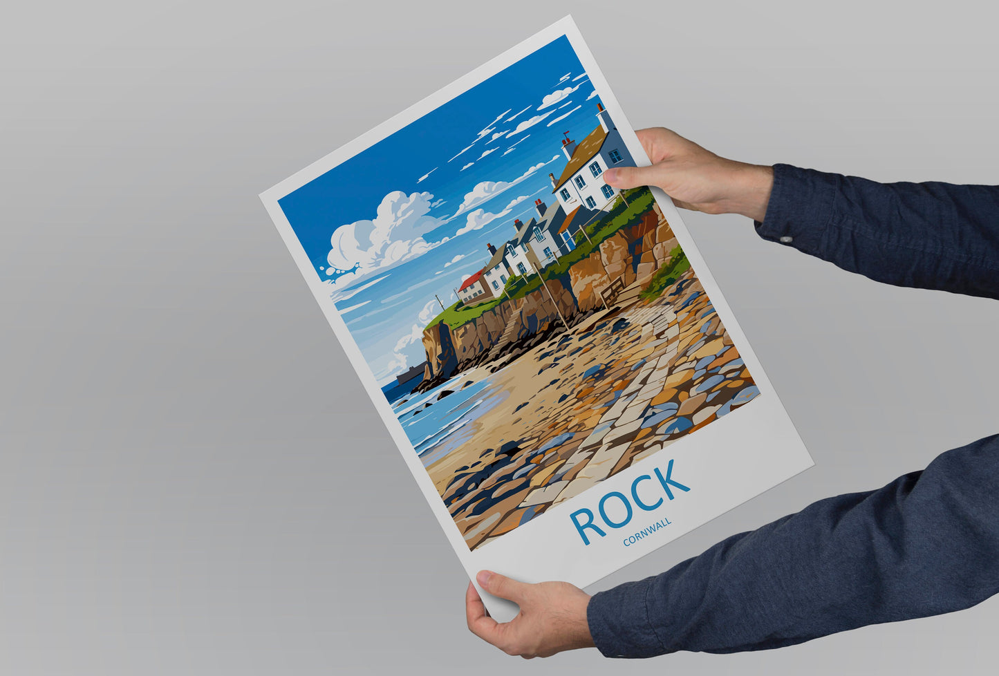 Rock Village Travel Print Wall Art Rock Village Wall Hanging Home Décor Rock Village Gift Art Lovers Cornwall Art