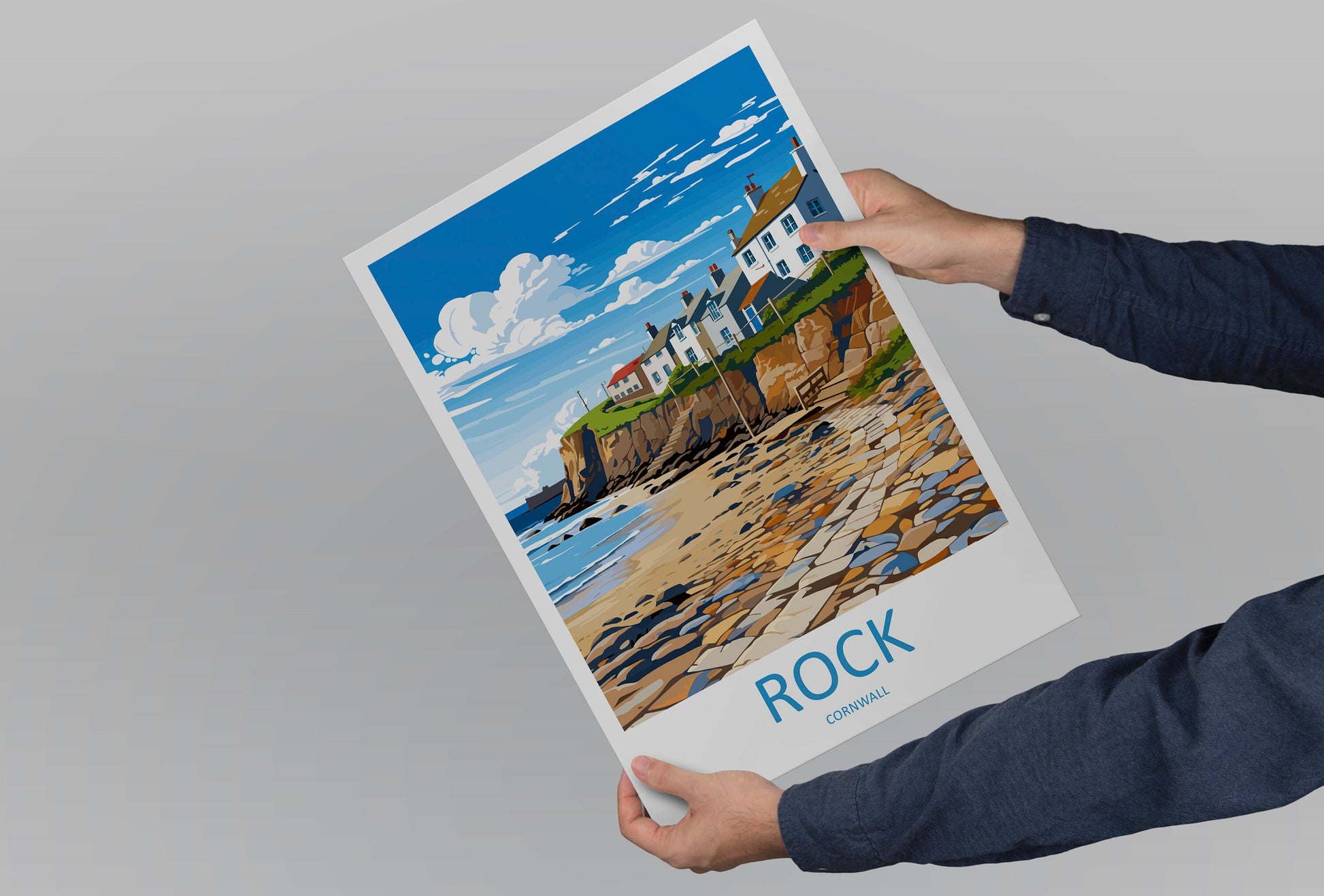 Rock Village Travel Print Wall Art Rock Village Wall Hanging Home Décor Rock Village Gift Art Lovers Cornwall Art