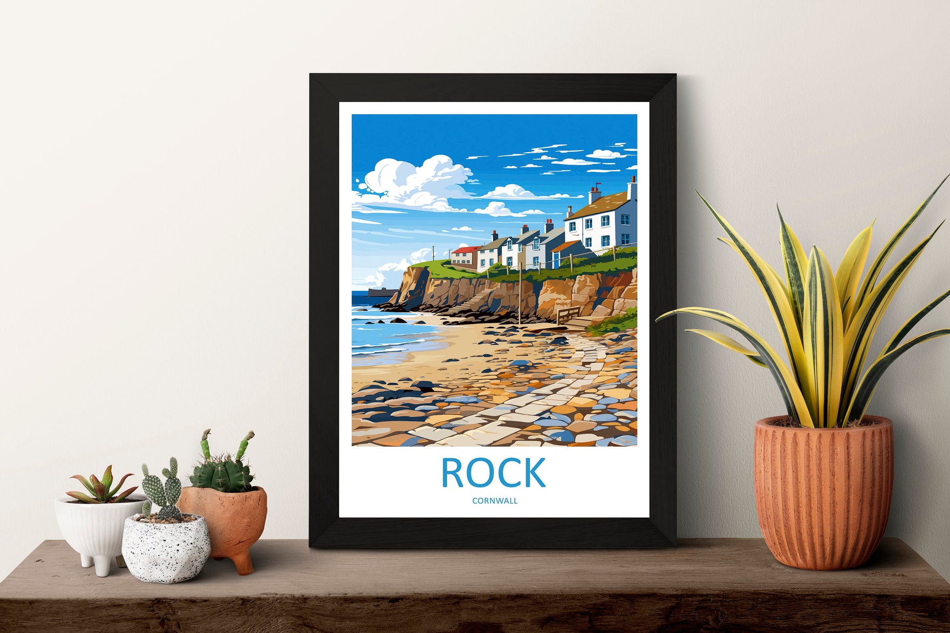 Rock Village Travel Print Wall Art Rock Village Wall Hanging Home Décor Rock Village Gift Art Lovers Cornwall Art