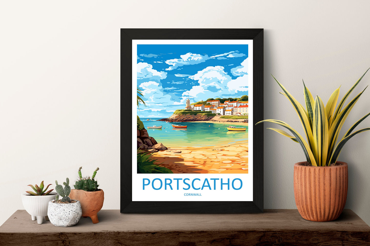 Portscatho Travel Print Wall Art Portscatho Wall Hanging Home Décor Portscatho Gift Art Lovers Cornwall Art